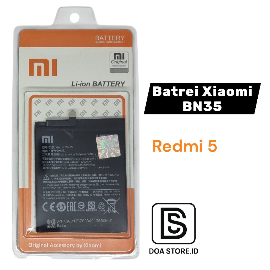 BATREI XIAOMI BN35 , BATREI XIAOMI REDMI 5