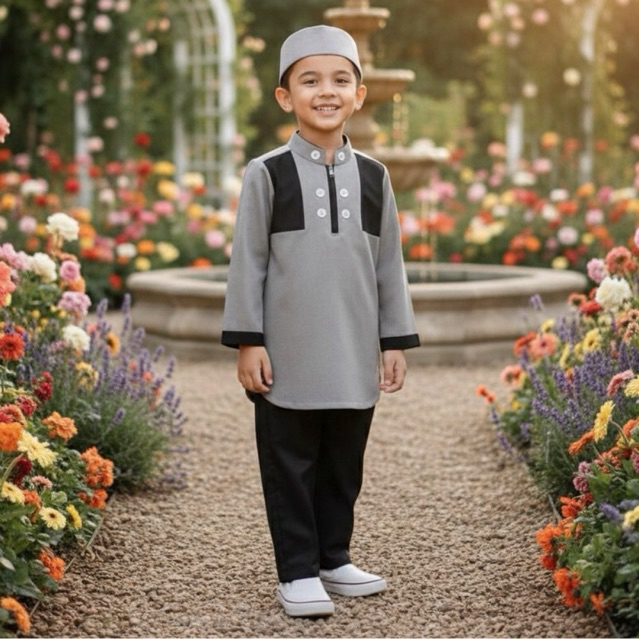 Set Koko jubah anak viral 1-12 thn Setelan Baju Muslim Remaja Katun Panjang Kurta Gamis arken