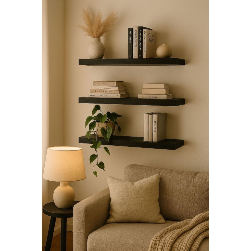 Ambalan Dinding Minimalis 80cm, 60cm, 40cm. Tampilan Elegan, Tahan Beban hingga 20kg, Finishing HPL