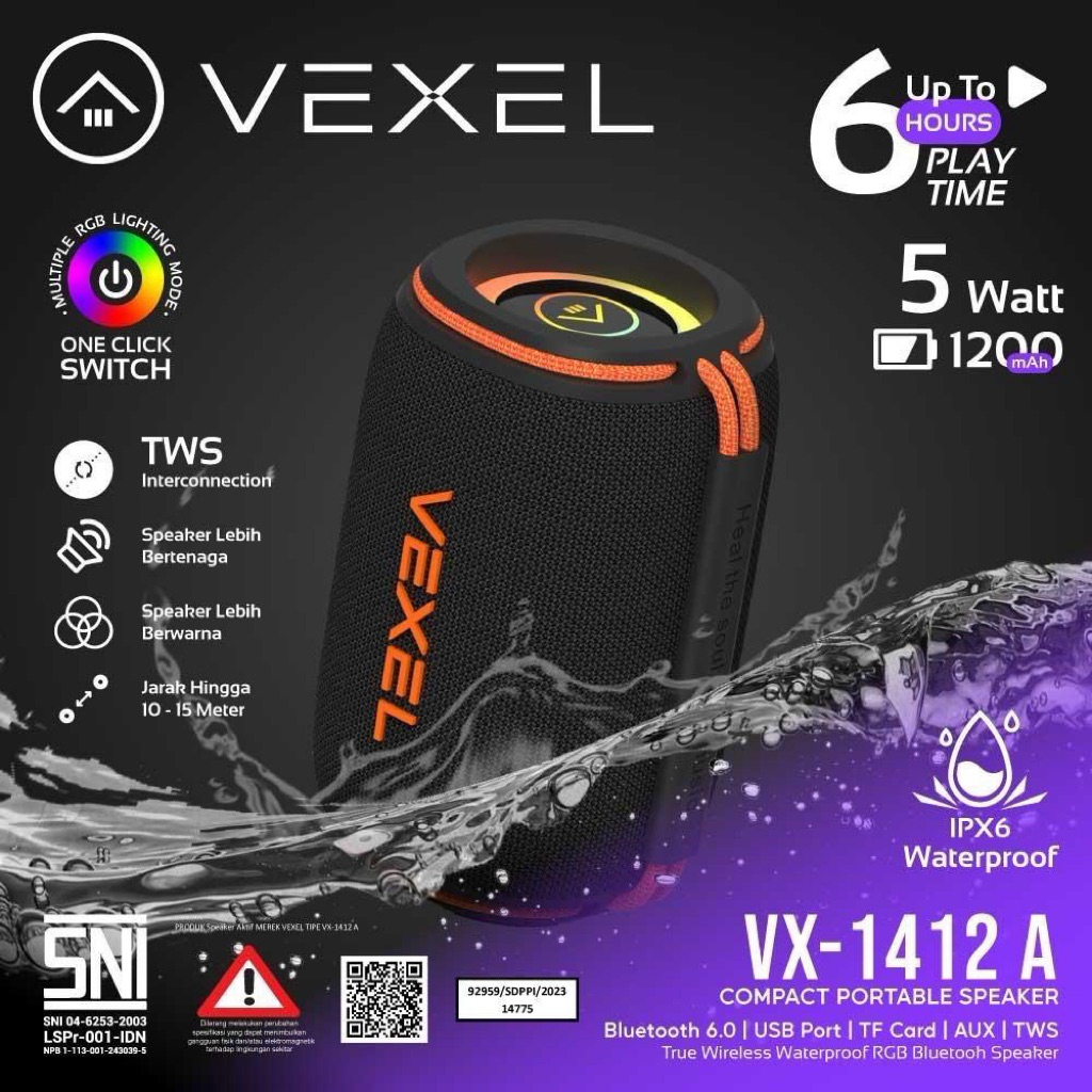 VEXEL Speaker Bluetooth Portable Anti Air