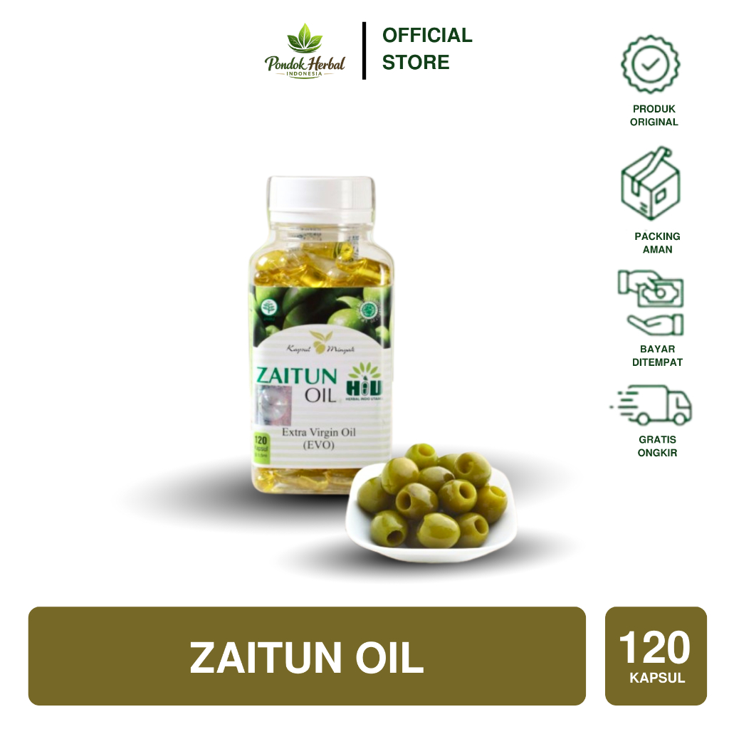Hiu Minyak Zaitun Oil kapsul 120 kapsul)Extra Virgin Olive Oil
