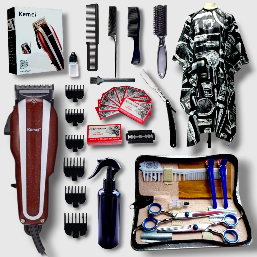 ALAT CUKUR PAKET LENGKAP ORIGINAL KEMEI || MESIN CUKUR KABEL