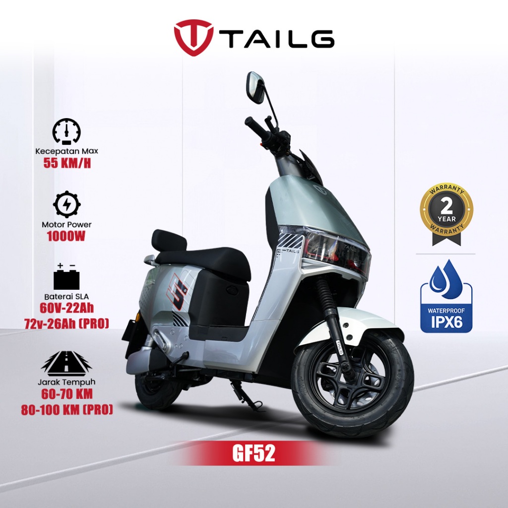 SEPEDA LISTRIK TAILG GF52 & PRO COWOK PRIA DESIGN GAGAH MCB BATTERY SLA 60/22Ah & 72/26Ah ANTI MALIN