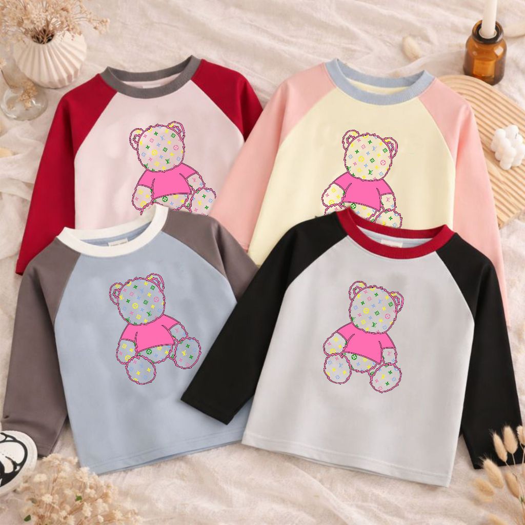 Baju Raglan Anak Cewek Lengan Panjang Katun