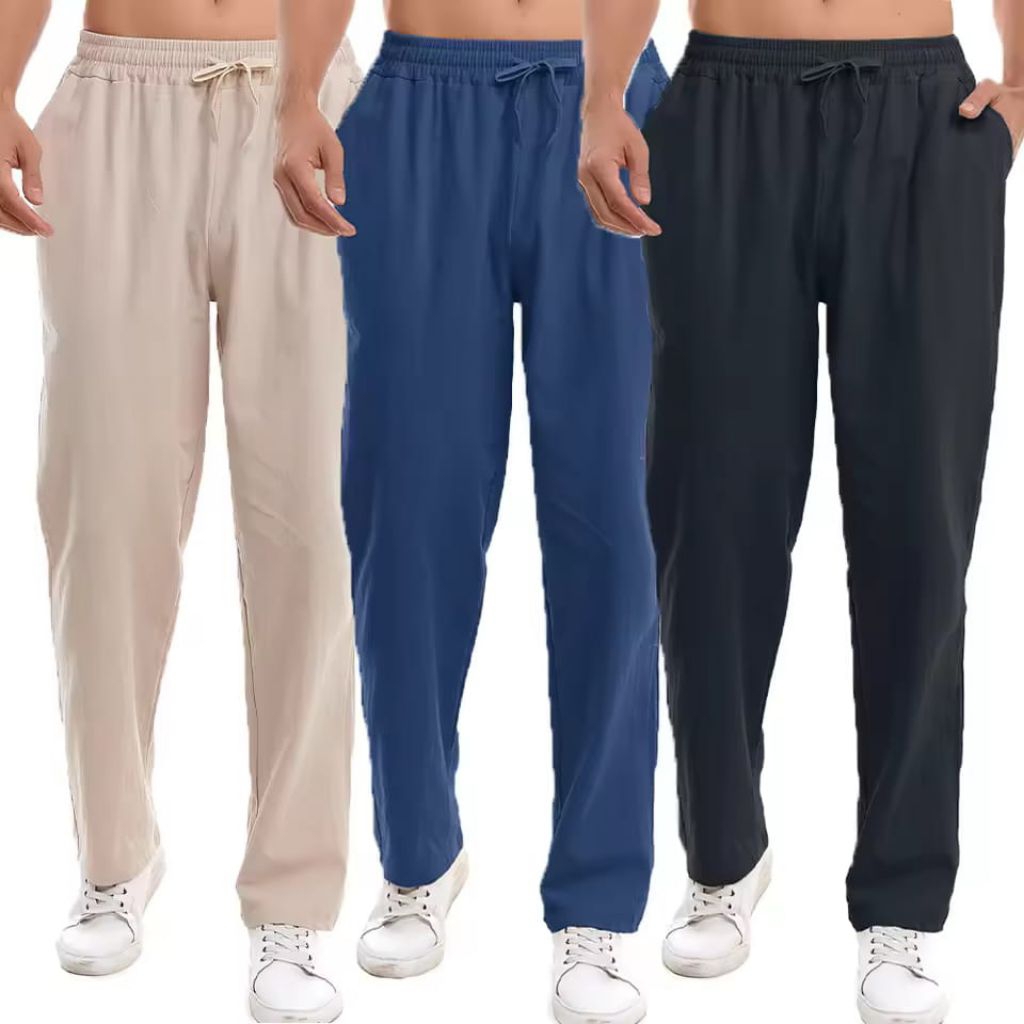 Celana panjang kagun linen terbaru, Celana panjang katun linen Santai, Celana panjang pria wanita ka