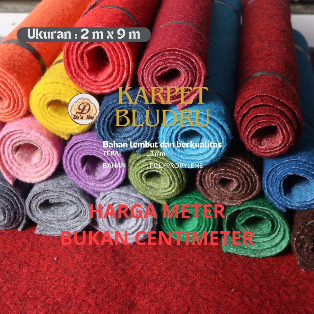 Karpet Bludru 2M X 9M Alas Konten Polos Meteran Aesthetic Murah Co