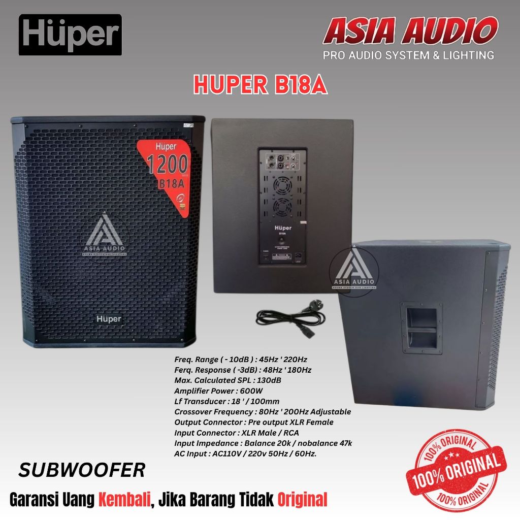 SUBWOOFER AKTIVE HUPER B18A ORIGINAL
