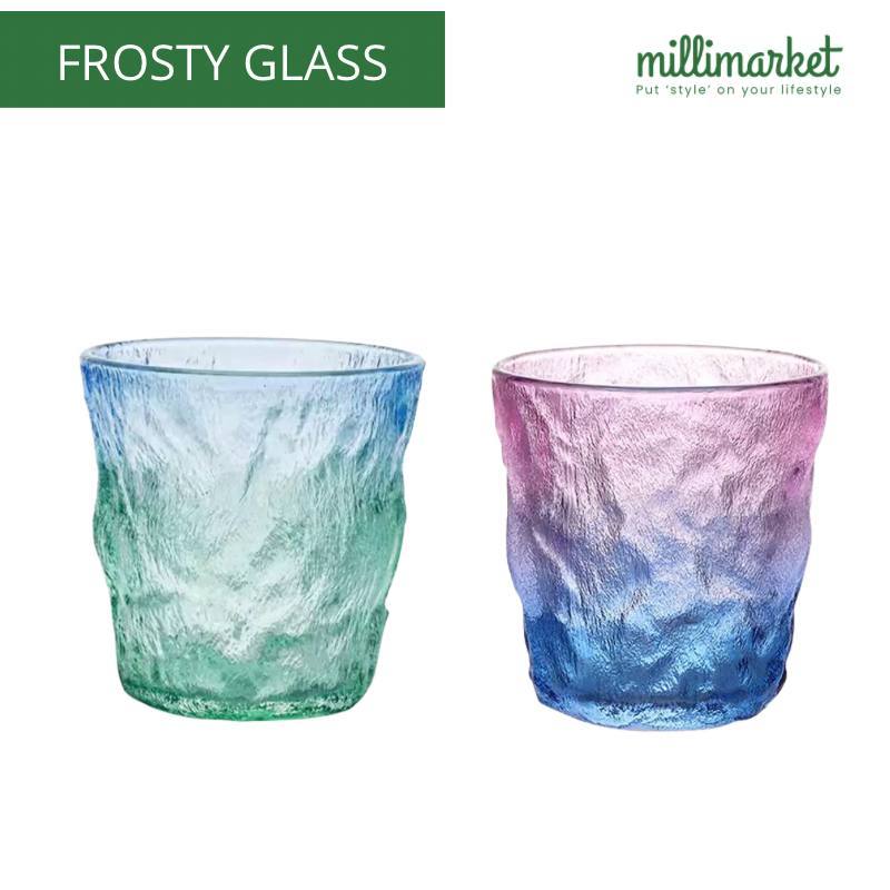 [MILLI] FROSTY GLASS OMBRE COLOR 300ml / gelas kaca warna ombre hijau biru pink ungu / gelas minuman
