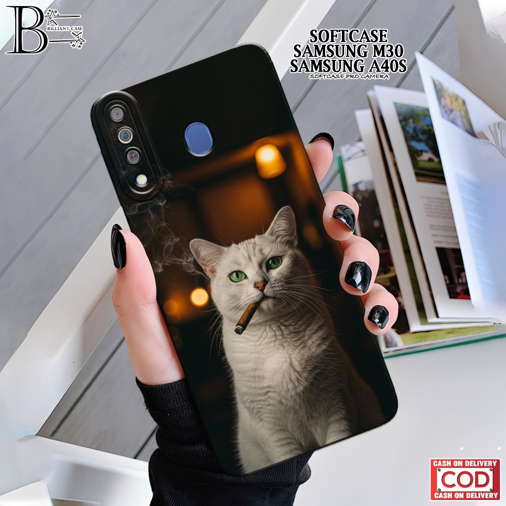 Case Samsung M30 / A40s Terbaru - Fashion Case Kucing  - Casing Samsung M30 / A40s - Silikon Pro Cam