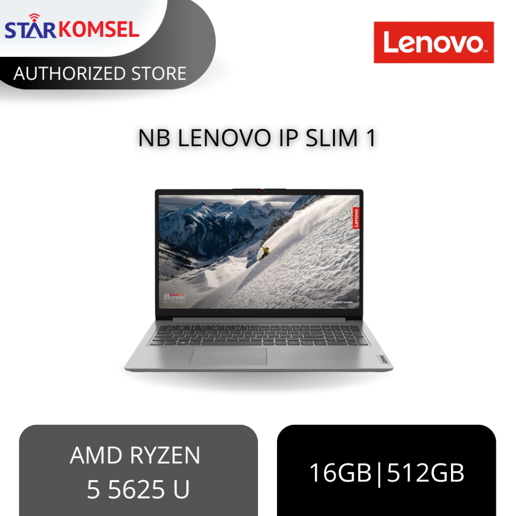 LAPTOP LENOVO IP SLIM 1 AMD RYZEN 5 5625U | 16GB | 512GB | W11 0HS GARANSI RESMI LENOVO INDONESIA