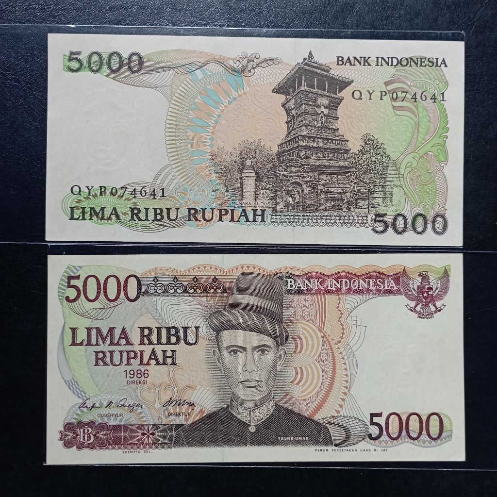 uang kertas 5000 rupiah teuku umar tahun 1986 baru asli