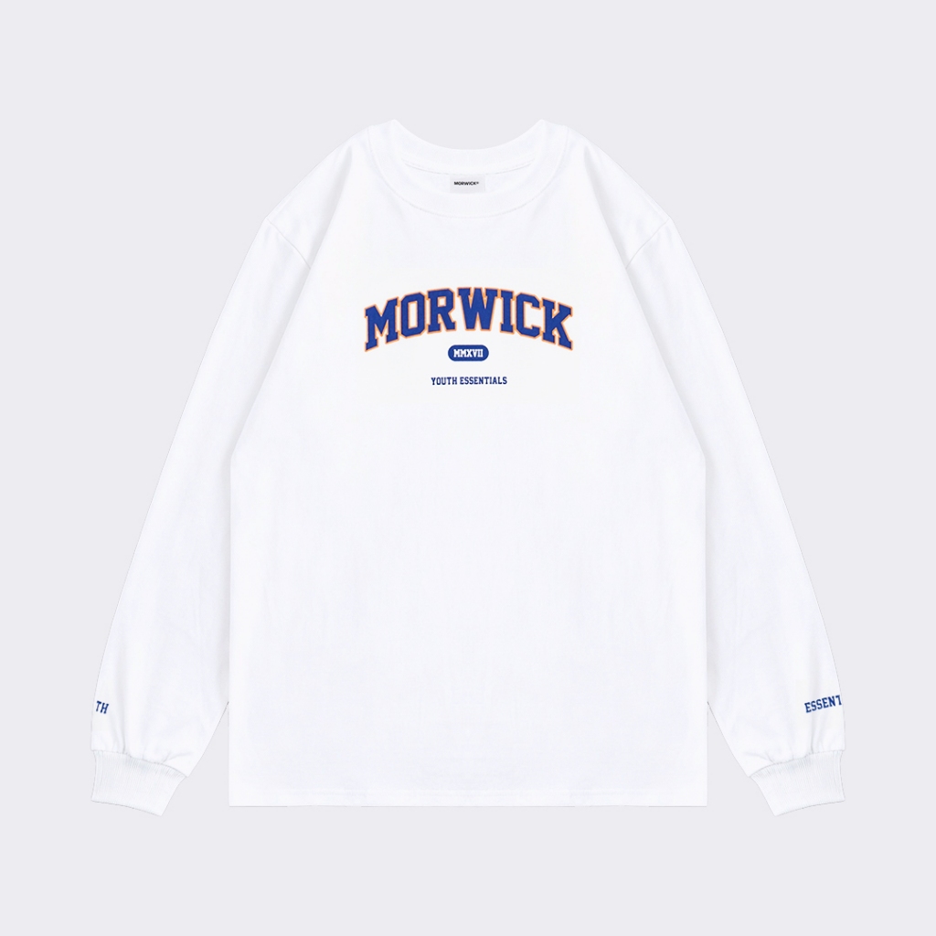 MORWICK - Tshirt Kaos Long Sleeve Lengan Panjang Pria - Athletic - Putih - Cotton Combed 24s Adem Ny