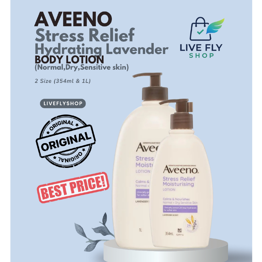 [PRE-ORDER] AVEENO Stress Relief Lavender Scent Body Wash & Lotion (2 Size 354ml, 1L) - LIVEFLYSHOP