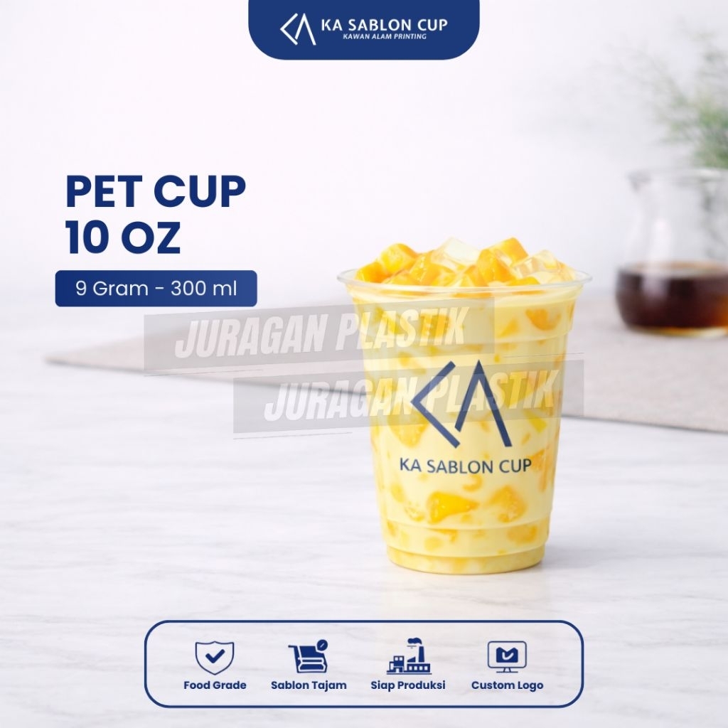 PET CUP 10OZ  (Cup Plastik / Gelas Plastik) Bahan Tebal