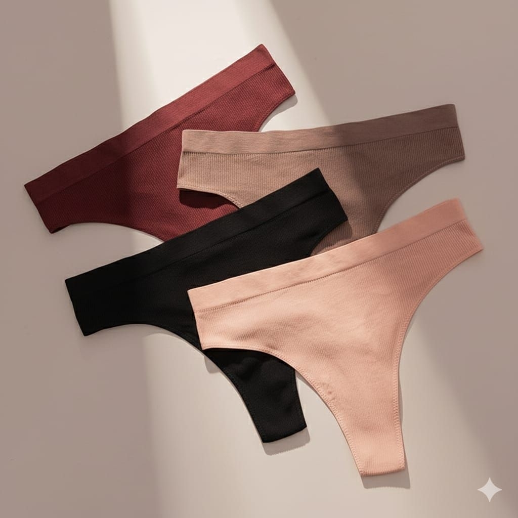 Essential Thong Panties Paket 4pcs CD Celana Dalam Cotton High Quality Material Seamless Gstring VS 