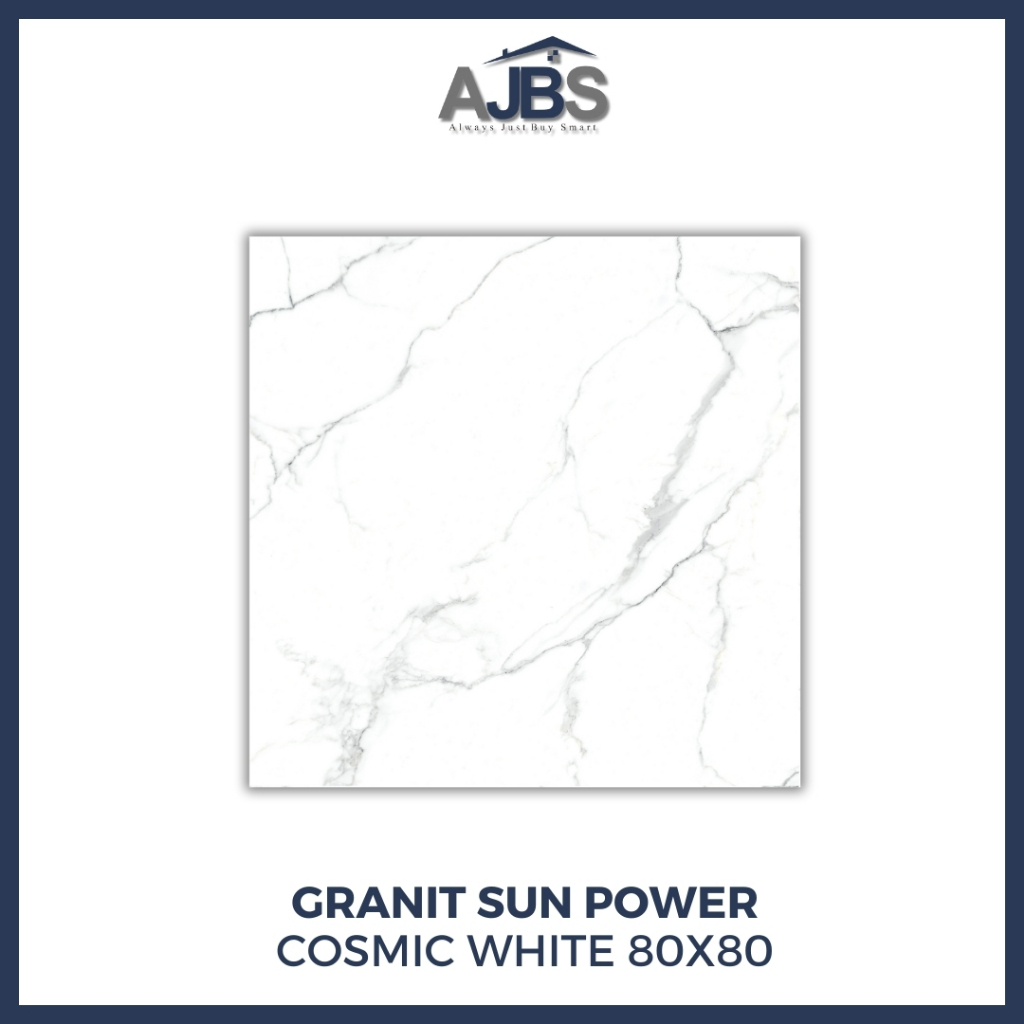 SUN POWER Granit Lantai Glazed Polished 80x80 - SUN POWER GRANIT Cosmic White Granit Lantai/Dinding