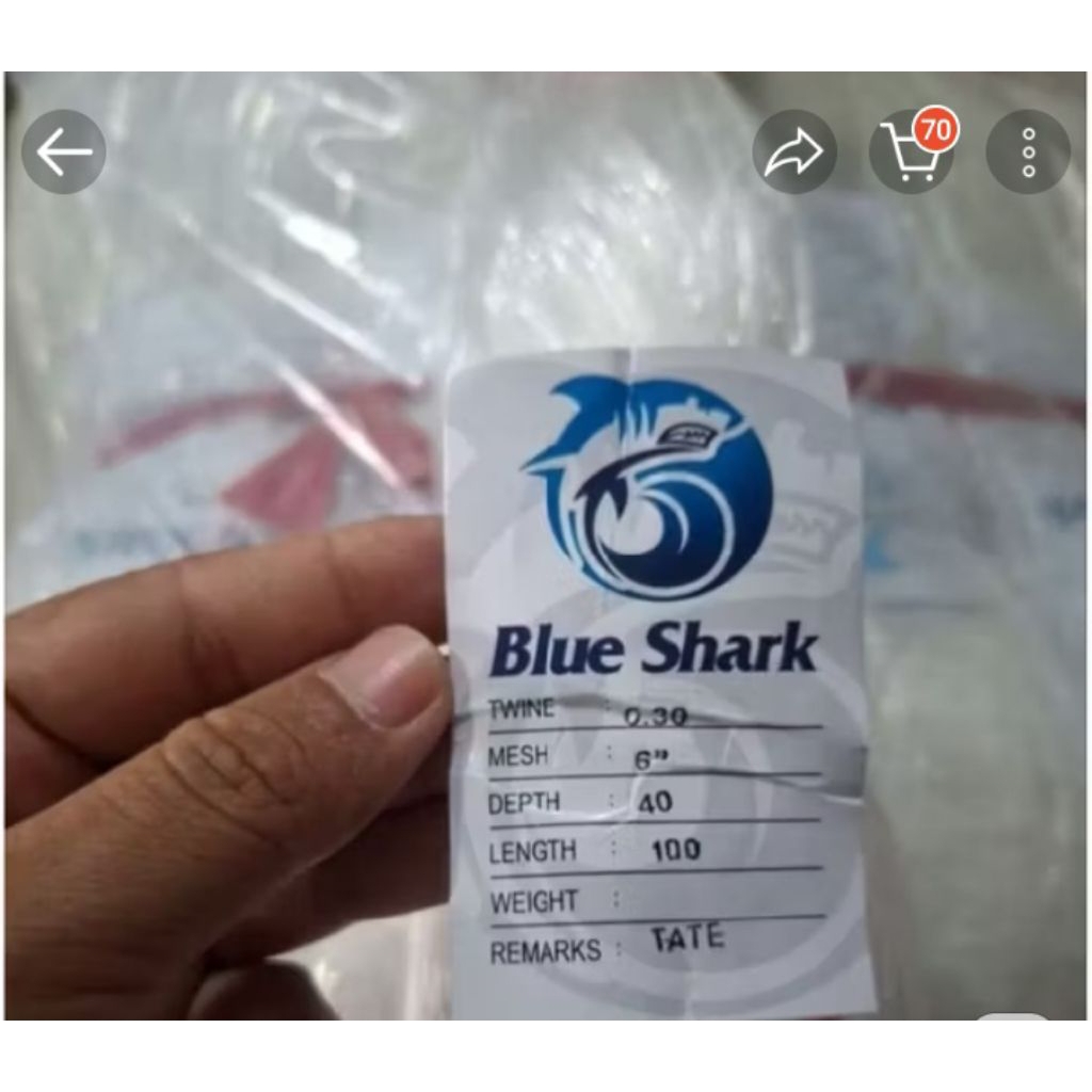 Jaring Ikan Bawal 0.30 6Inchi 40md/100yds Tate Mata Bagus Tidak Mudah Geser Pukat Ikan Laut Berkwali