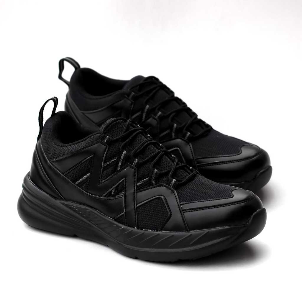 DEMOUS - Sepatu Sneakers Pria Hitam Chunky Chunky Shoes Sport Casual Running Anti Slip Kekinian