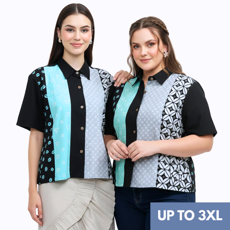 Kemeja Batik Wanita - Atasan Batik - Bhatara Batik Purity - Baju Batik Modern Lengan Pendek
