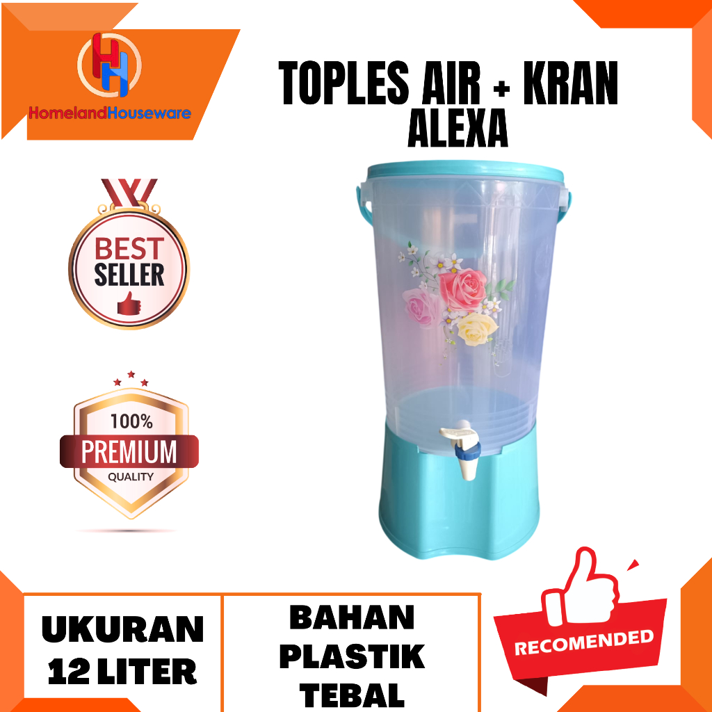 SIAP KIRIM-READY MADIUN/TEMPAT AIR + KRAN ALEXA 12 LITER/DISPENSER JUS PLASTIK 12 LITER/TEMPAT MINUM