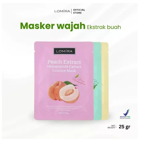 LOMIRA Masker Wajah Ekstrak Buah 25 G All Varian Essence Mask Brightening Hydrating BPOM LOM-ESSE  4