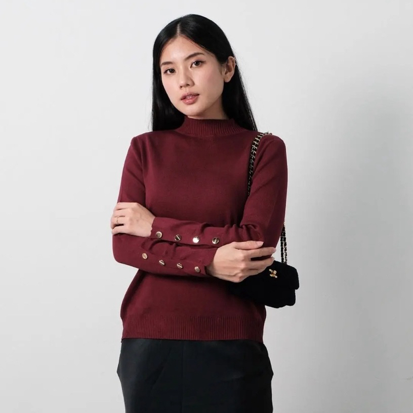 Atasan Blouse Rajut Polos Premium Import Tebal Adem Melar Jumbo Bigsize Lengan Panjang All size