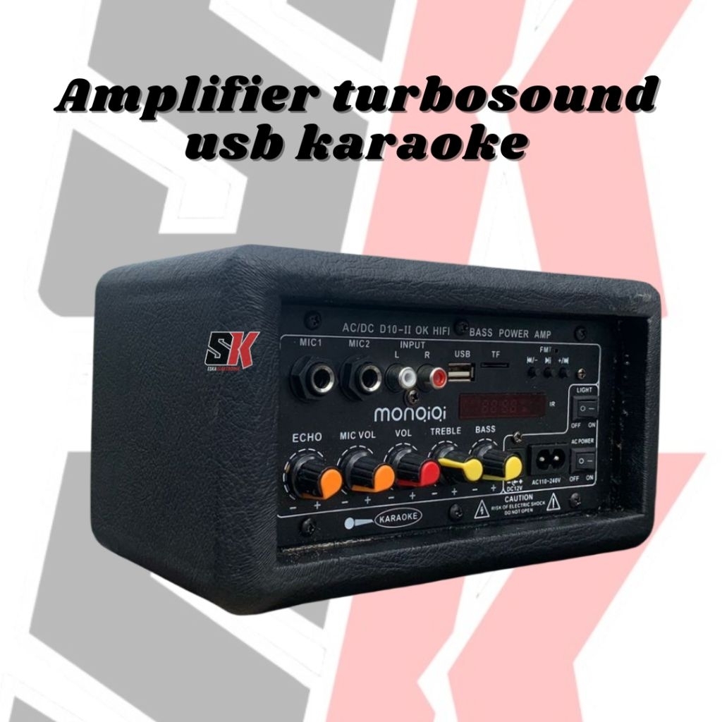 ampli mini turbosound USB BT bisa mic karaoke AC220V DC 12V