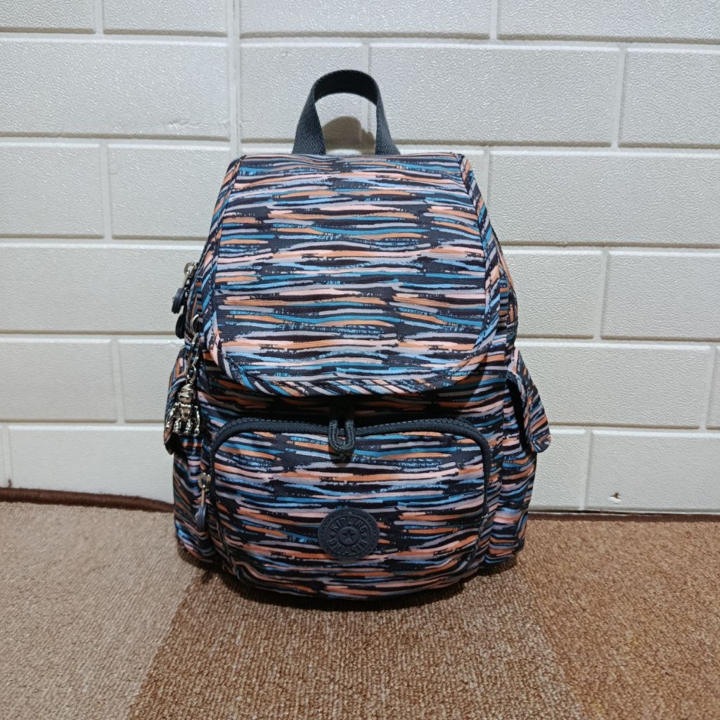 Tas Kipling City Pack Mini Backpack Original Brush Stripes Ransel Kecil Wanita Daily Bag Campus