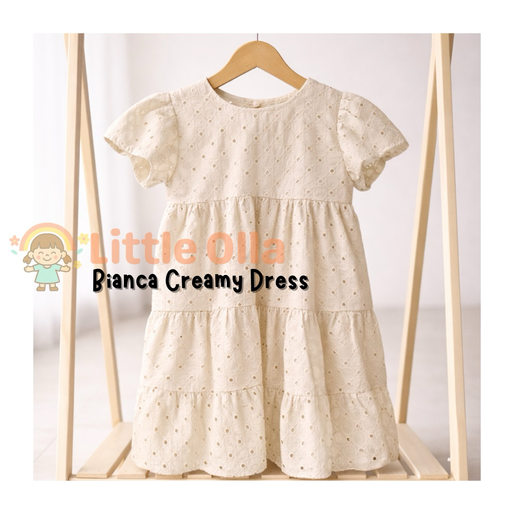 Bianca Creamy Dress by Little Olla Kids Wear