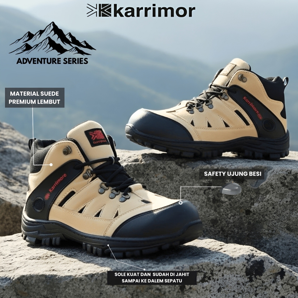 Sepatu Gunung Pria Karrimore Boots Safety Ujung Besi Karimore Tactical Tracking Hiking Sepatu Muncak