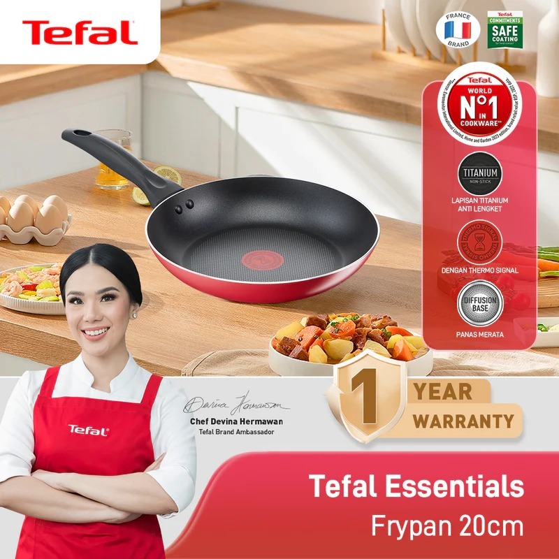 TEFAL Frypan Essentials 20cm Anti Lengket Titanium Thermosignal Kompatibel Semua Kompor