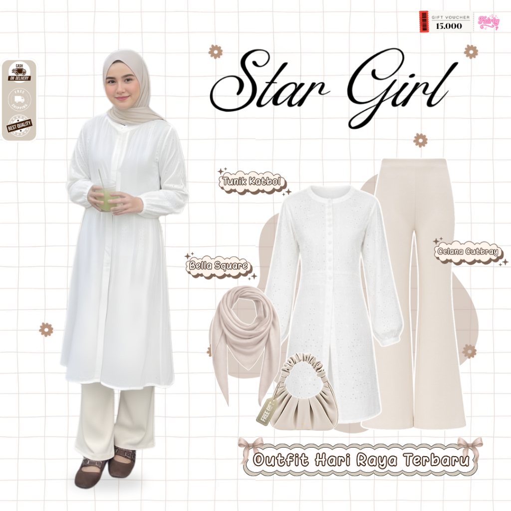 Imel One Set Lebaran Elegan ( Bella Square + Tunik + Celana ) One Set Lebaran Terbaru - FS83