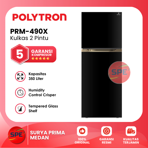 KULKAS 2 PINTU POLYTRON PRM490X ( GARANSI RESMI) MEDAN