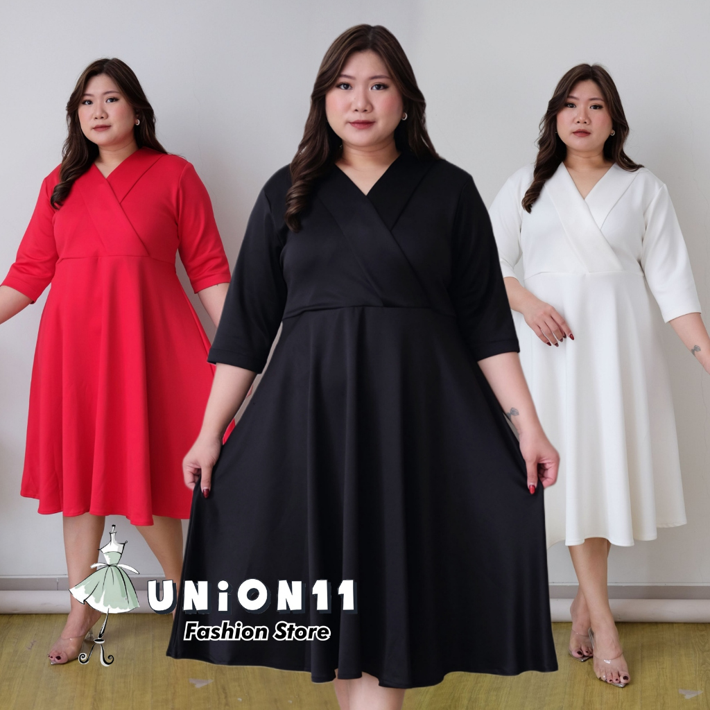 UNION11 - DRESS JUMBO WANITA LD 120 / DRESS KOREAN STYLE PREMIUM ELEGAN / DRESS WANITA PESTA SCUBA B