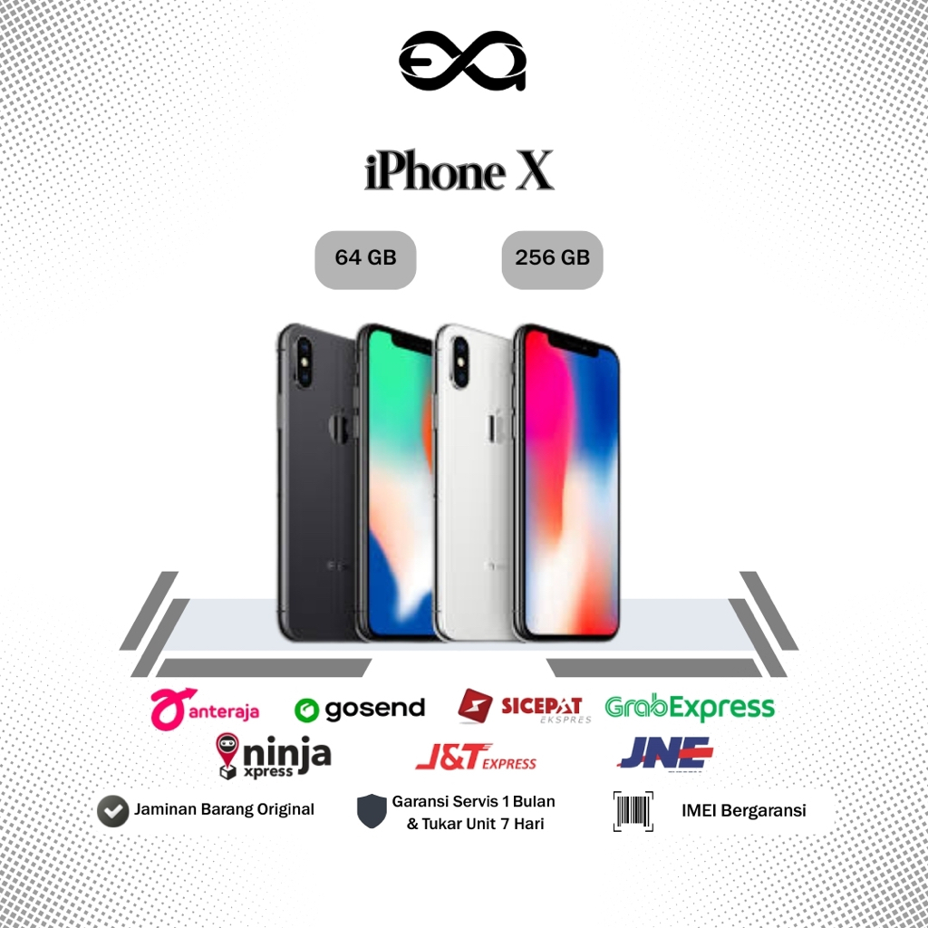 iPhone X 64GB 256GB Ex inter/ iBox Fullset-Mulus LikeNew-IMEI aman-White-grey