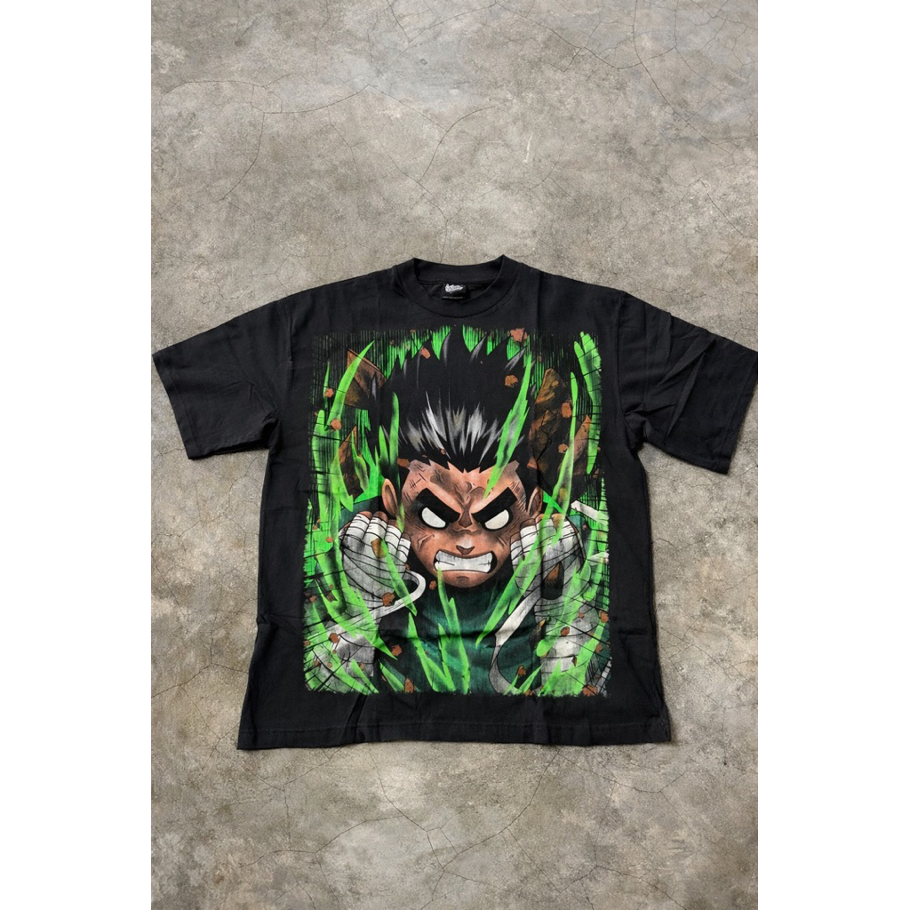 Kaos Baju Anime Naruto Rock Lee Gaars Bootleg Retro Vintage Black Colour (NEW)