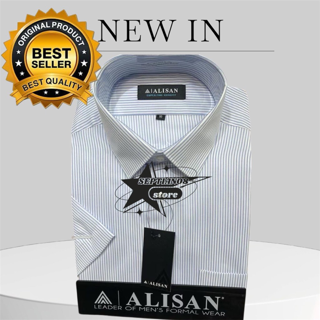 (ALISAN) original kemeja motif kotak reguler lengan pendek