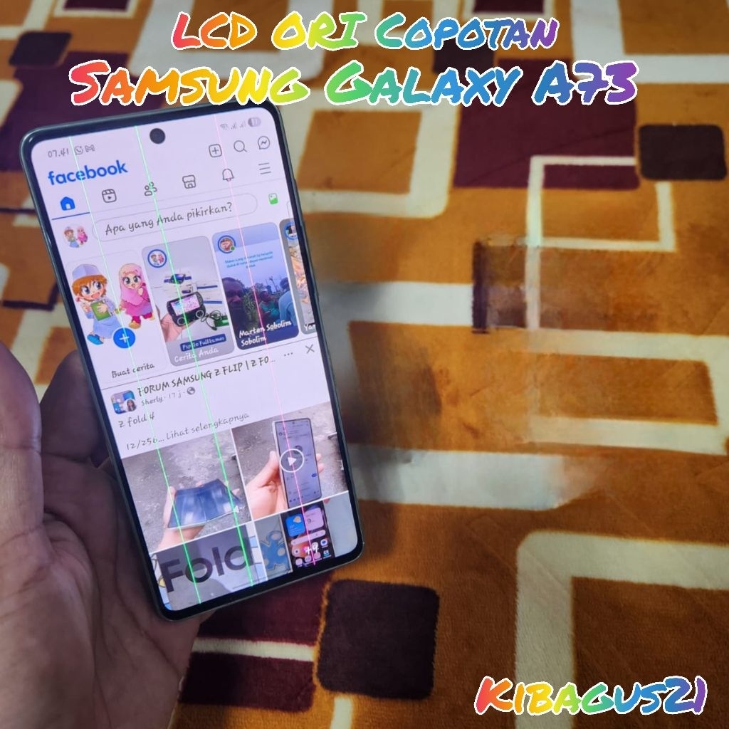 LCD Samsung A73 ORI Copotan minua garis line