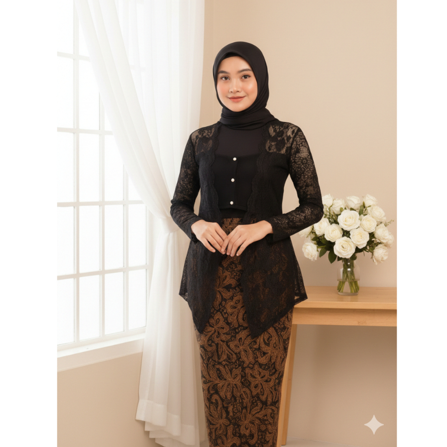 Savira kebaya kutu baru modern tangan panjang/Outer kebaya brukat/Atasan kebaya wanita kekinian