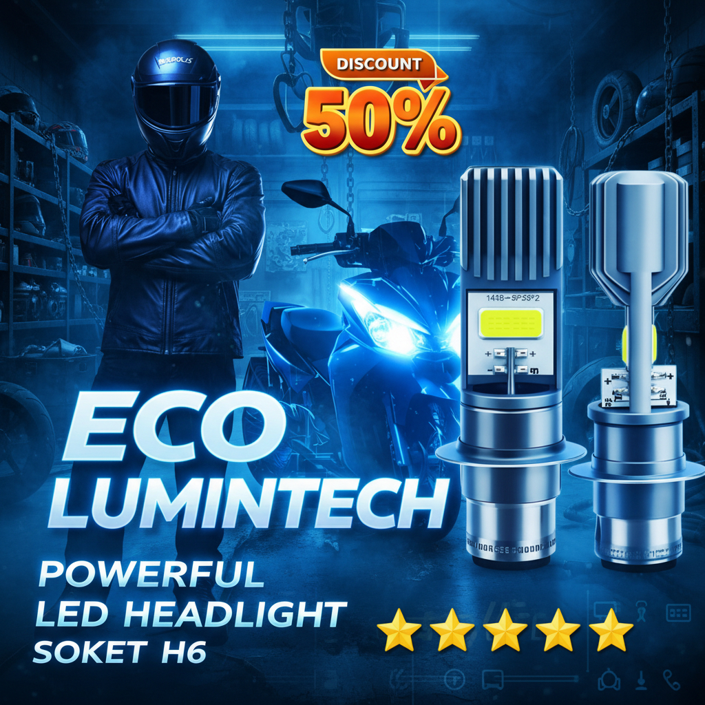 Lampu LED H6 Motor Malam Hari - Putih Terang Fokus - ECO LUMINTECH