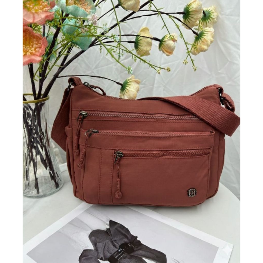 CHIBAO-1985-SF TAS SELEMPANG WANITA IMPORT UKURAN BESAR NYLON WATERPROOF DENGAN BANYAK RUANG DAN WAR
