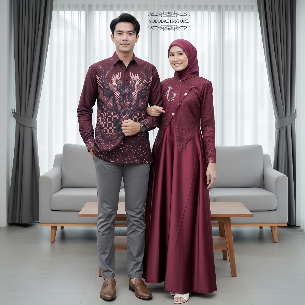 Solo Batik Store | Gamis Lebaran 2026 Model Gamis Terbaru Sarimbit | Sahara Gamis Brokat Couple Rema