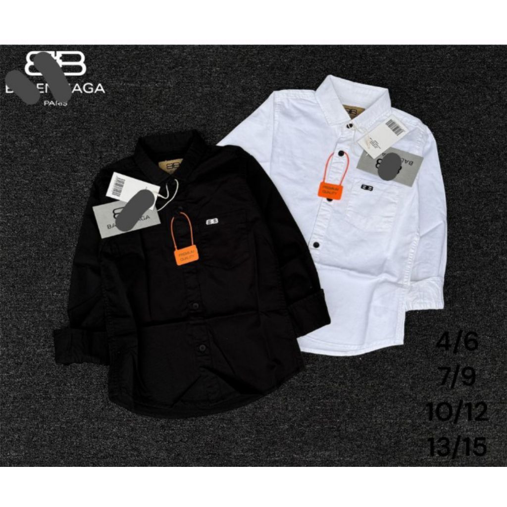 KEMEJA TANGAN PANJANG BALENCIAGA ANAK LAKI-LAKI SULTAN TAG PREMIUM QUALITY IMPOR - Habibah Zahra Sto