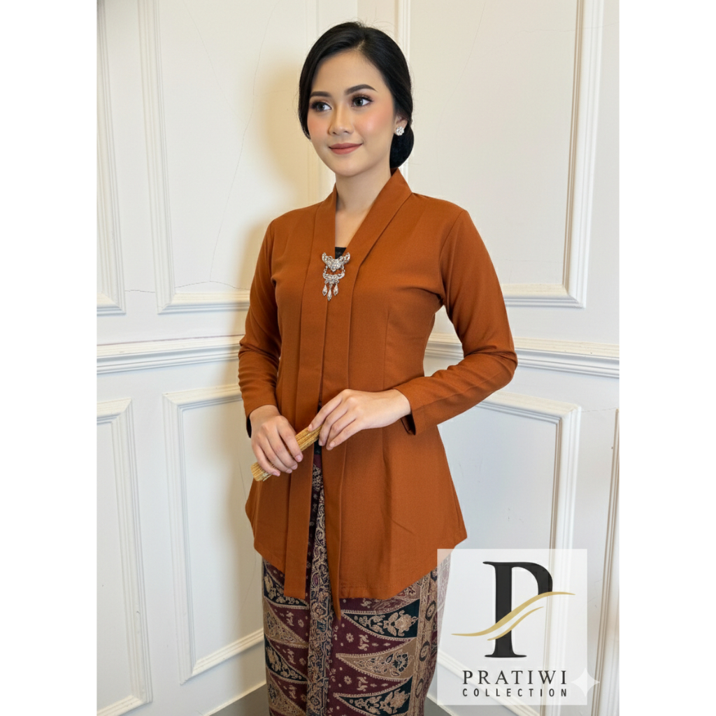 Kebaya Kartini Polos Modern Jumbo Lengan Panjang Katun Micro