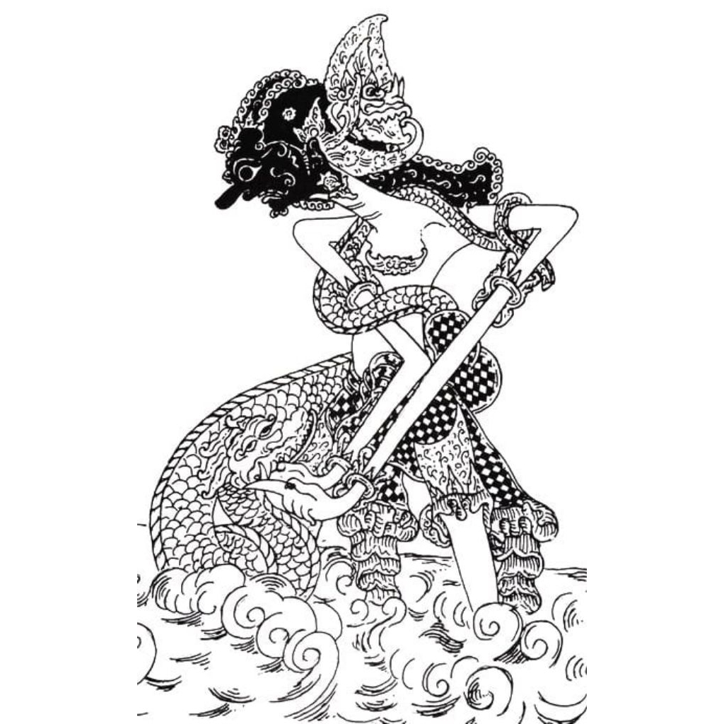 ukiran batu alam design wayang bima