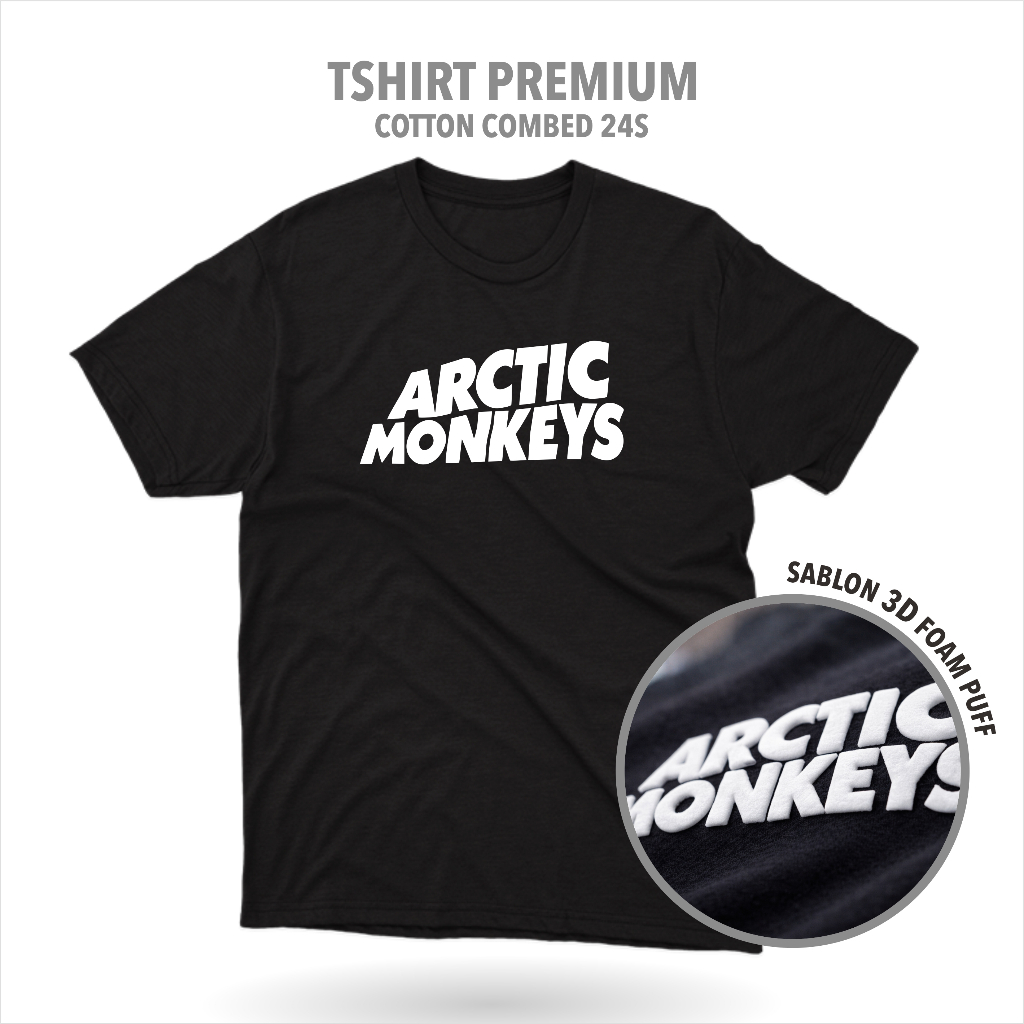 Designation - Kaos Band ARTIC MONKEYS Cotton 24s  3D Puff Premium / Baju Distro Sablon Polyflex 3D F