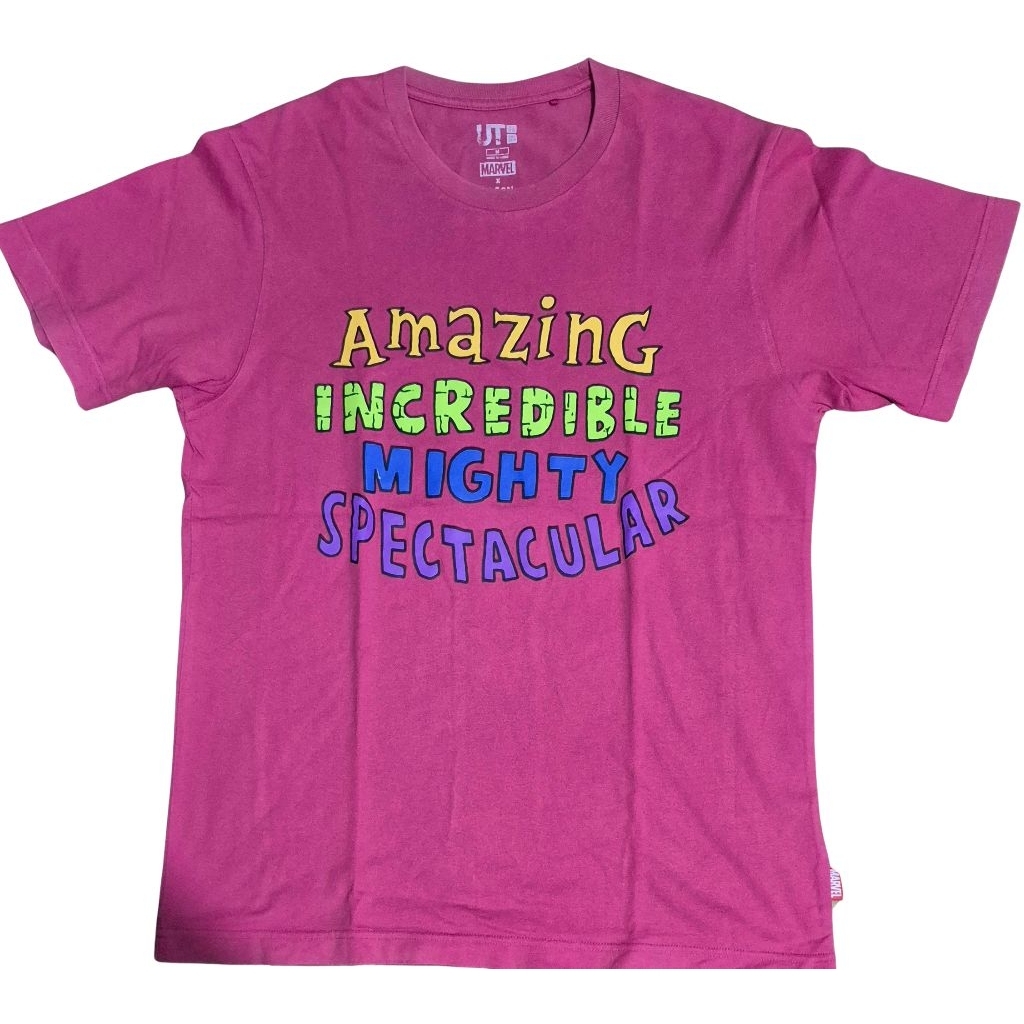Uniqlo UT Marvel Kaos Pria M Original Second Murah | Graphic Tee Pink Kondisi Bagus