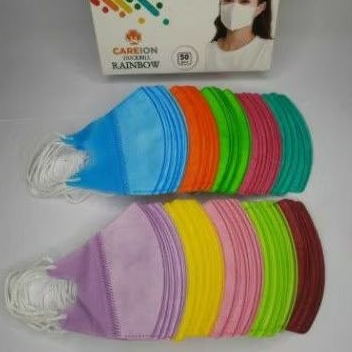 (KEREN) MASKER duckbill mix warna 50 pcs/dewasa/rainbow/duck bill earloop 3PLY/kn95/kf94sensialkindo