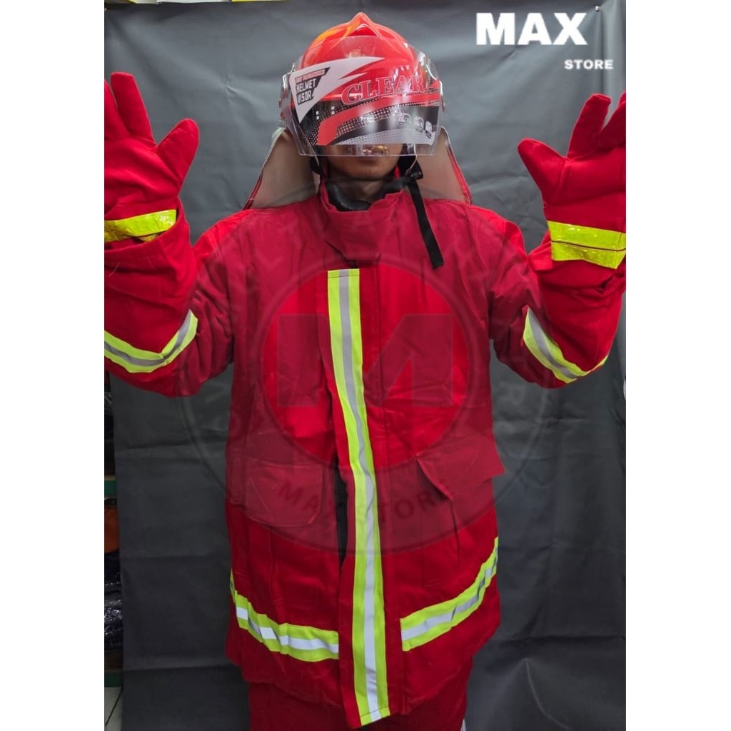 BAJU PEMADAM KEBAKARAN LENGKAP / Sepatu Pemadam Kebakaran Helm Pemadam Kebakaran Seragam Kebakaran