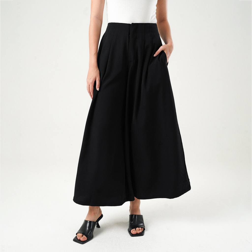 Queensland Flare Culotte Celana Bahan Kulot Wanita LIN000687Q Hitam